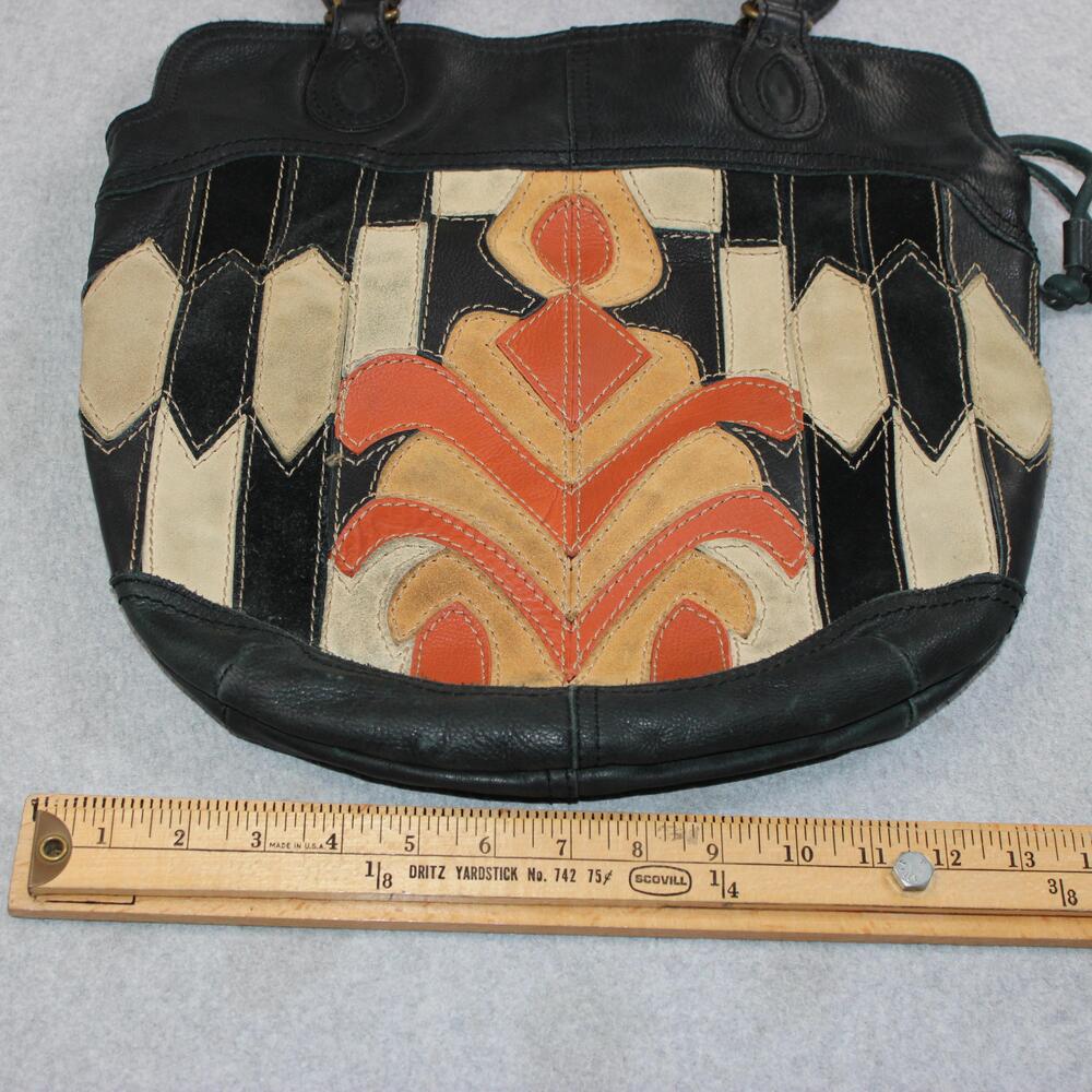 Lucky Brand Patchwork Bucket Purse Women Medium Leather Suede Boho Y2K READ - Picture 14 of 15